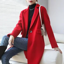 

2022 Autumn And Winter New Double-sided Tweed Coat Female Slim Small Wool Tweed Coat Medium And Long Business Wear