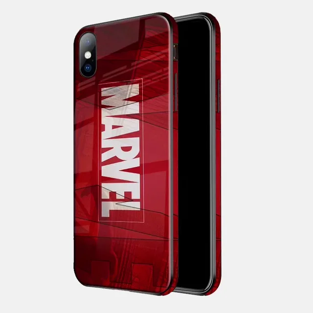 Marvel Мстители супер герой Бэтмен Капитан Америка чехол для iPhone 7 6S 6 8 Plus X 10 XS MAX XR Железный человек стеклянный защитный бампер для телефона - Цвет: 4