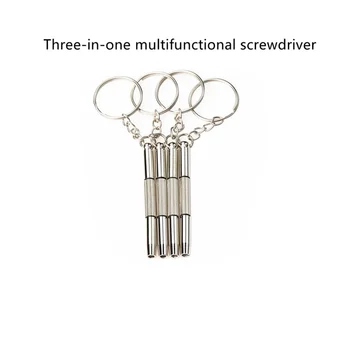 

New 3 in 1 Hand Tool Screwdriver Glasses / Mobile Phone / Watch Screwdriver Repair Kit with Keychain