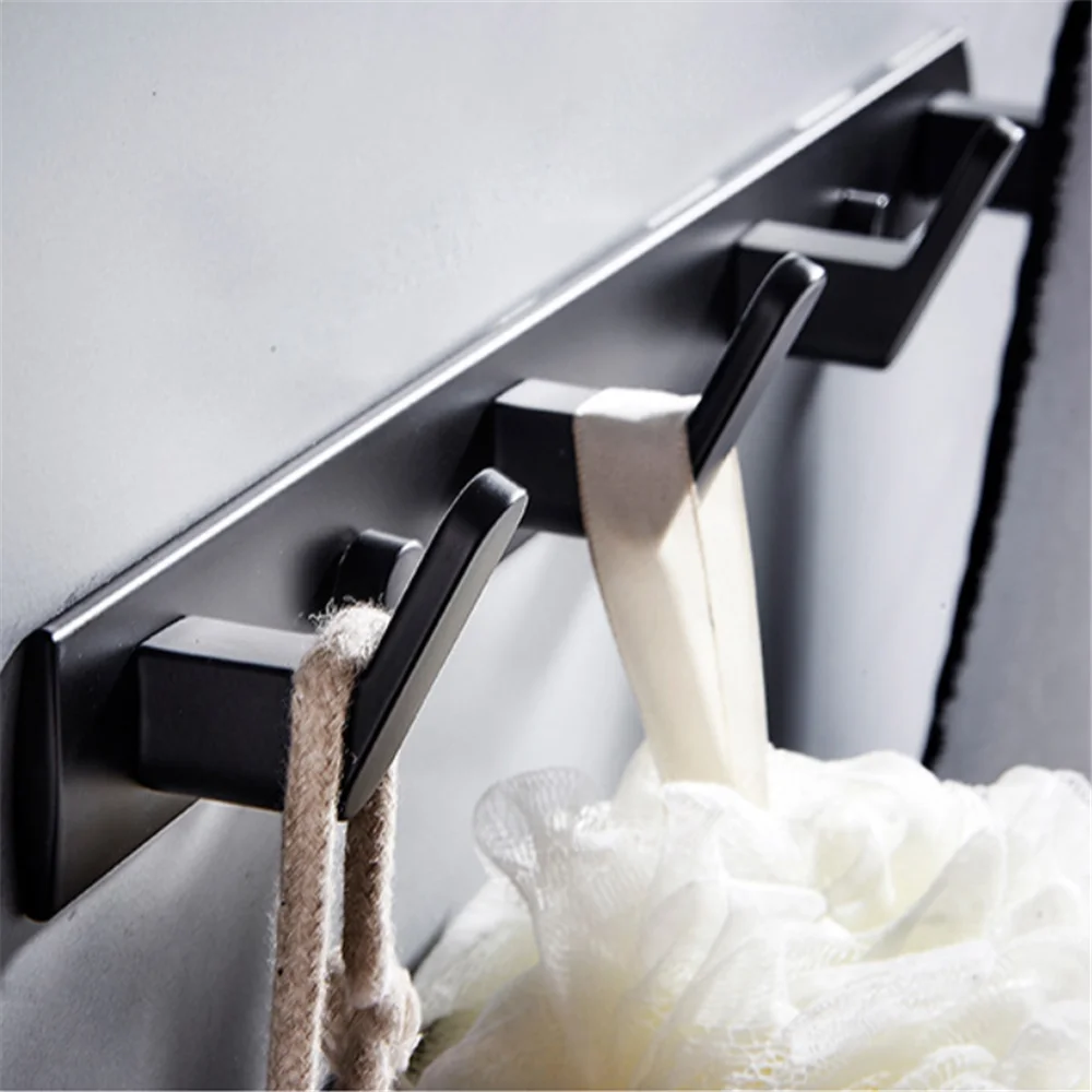 Bathroom Hanger Hook Black Wall Hook Coat Rack Towel Clothes Hat Hanger for Corner Door Rack Hallway Balcony Kitchen Bedroom