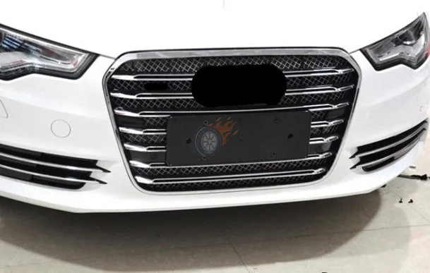 W12 Стиль гриль для A6 C7 2012-18 V6 стиль обновление верхний передний бампер ABS гонки решетки с Европейский держатель пластины