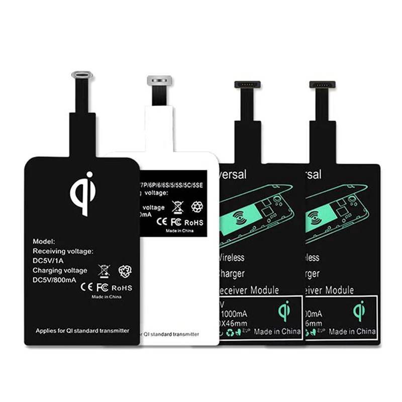 

Support Micro USB Type C Qi Wireless Charger Adapter Induction Receiver Coil Pad