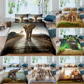 

Elephant Bedding Set Queen 3D Cute Printed Duvet Cover Bedclothes 2/3pcs Home Textiles Luxury High Quality Bedspread