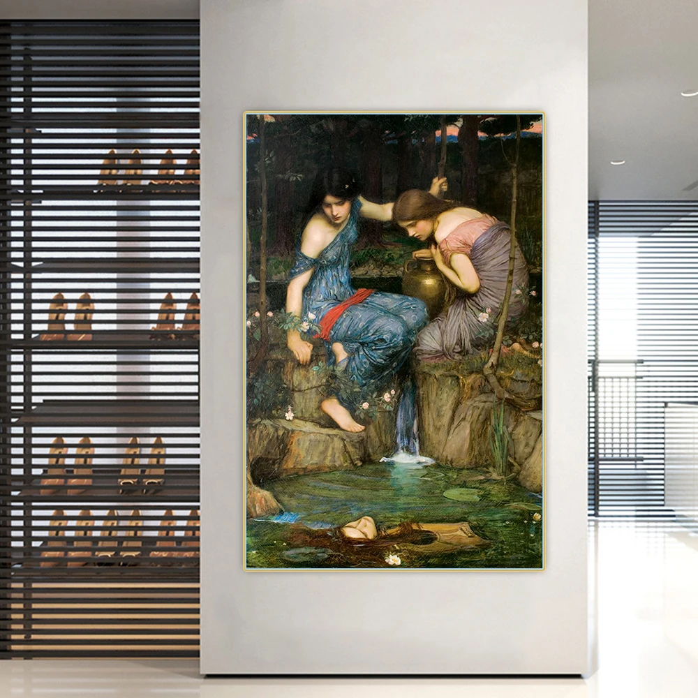 Citon William Waterhouse ymnymphs в поисках головы Orpheus Canvas холст искусство Масляная живопись
