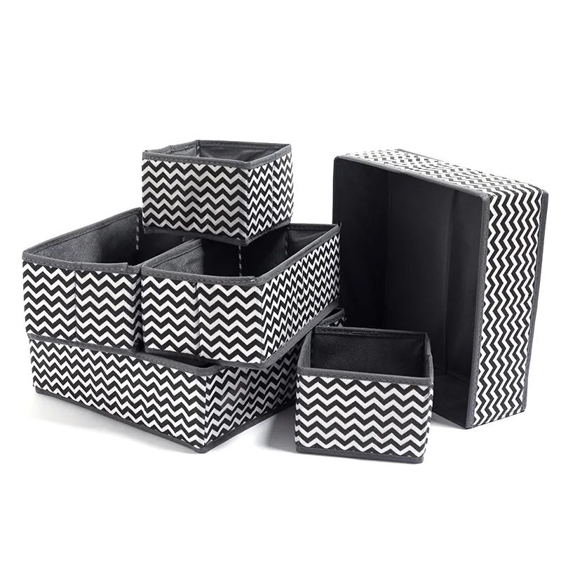 6/8Pcs Foldable Canvas Storage Box Wardrobe Organizer Socks Ties Storage Box UK 