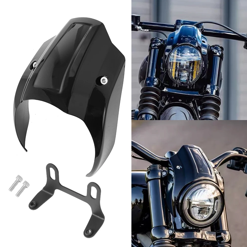 Carenage De Phare MG5 Pour Harley Softail Street Bob 2018-2020 - Avec Pare-brise Fumé, Kit De Montage Inclus