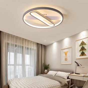 

Modern led chandelier lighting for bedroom study room foyer Grey+White Color 90-260V Chandeliers Fixtures Surface Mounted