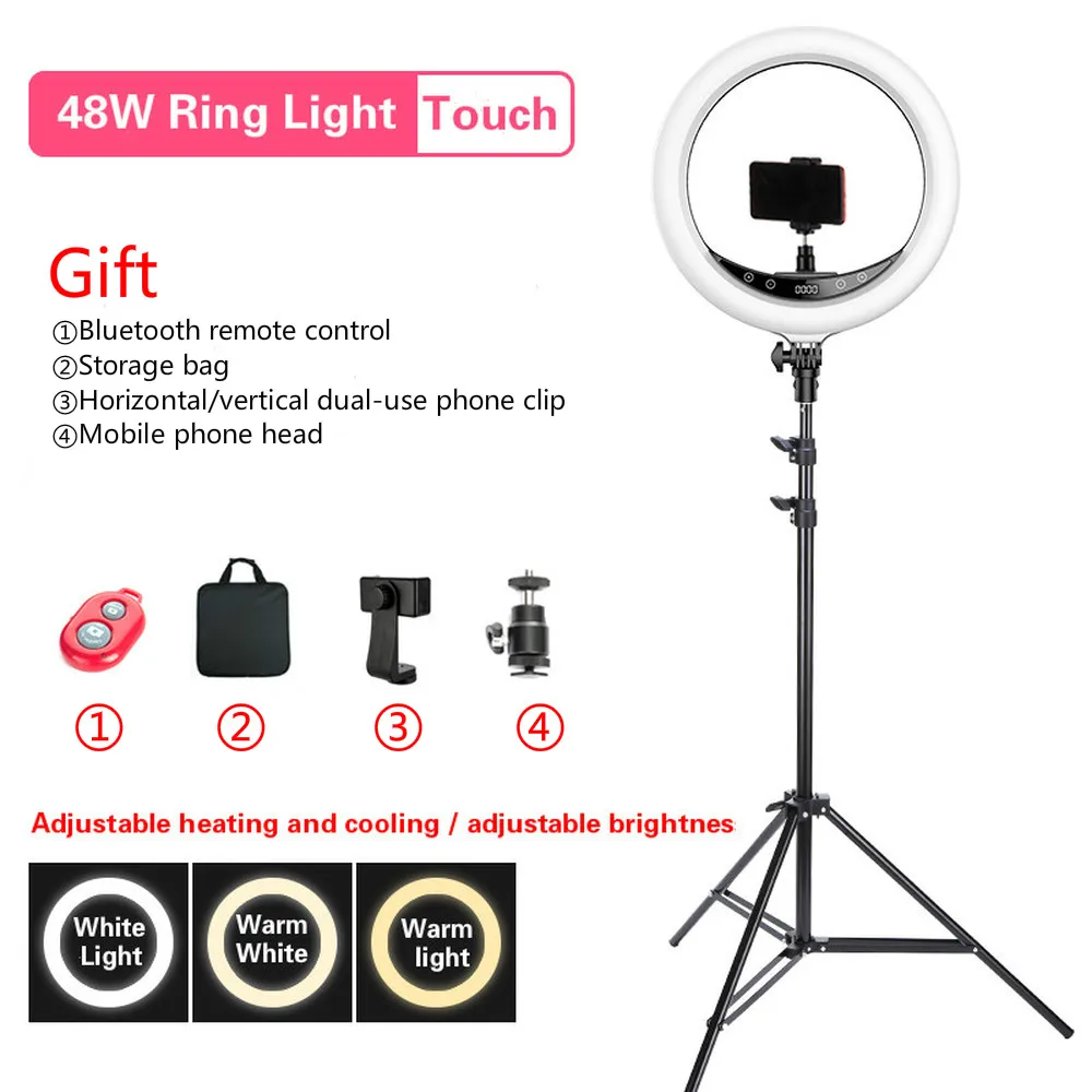 

BEIYANG 240C 14" Dimmable Photography light Led Ring Light 3-color 3200-5600K 240 led Ring Lamp For Camera Phone Photo Studio