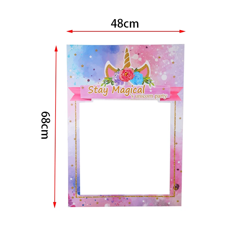 photo frame prop WEIGAO, единорог, вечерние аксессуары, Радужный Единорог, воздушные шары, латексный шар, для девочек, для дня рождения, Декор, единорог, повязка на голову, топперы для торта - Цвет: photo frame prop