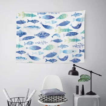

Happy Personality Tapestry Blue Fish Text Zebra Giraffe Animal Carpet Bedroom Decoration 130*150Cm Polyester Quick Dry Yoga Mat