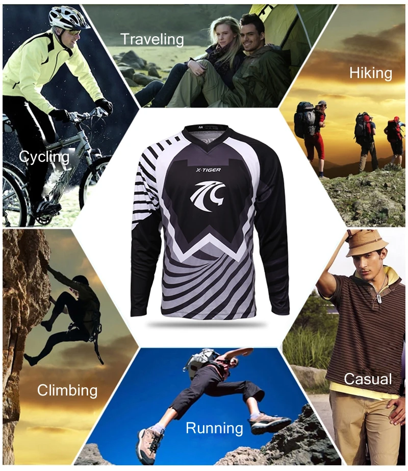 X-Tiger бренд нижние трикотажные изделия рубашка мотокросса спортивная одежда полиэстер Велоспорт футболки с длинным рукавом велосипед DH рубашка