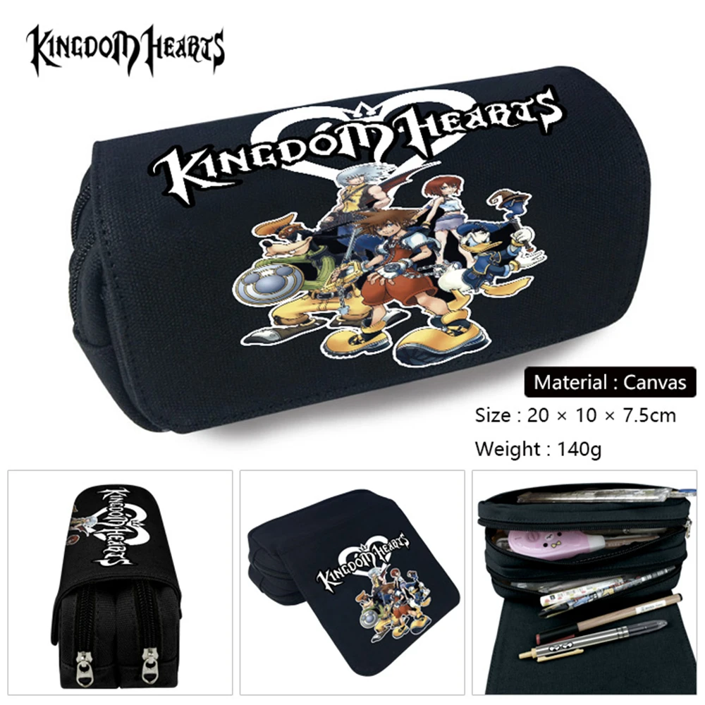 Borsa Cosmetica Anime Kingdom Hearts Zipper Travel Boys Girls Astuccio Per Matite Canvas Student Penbag Women Cartoon Makeupbag Stationery