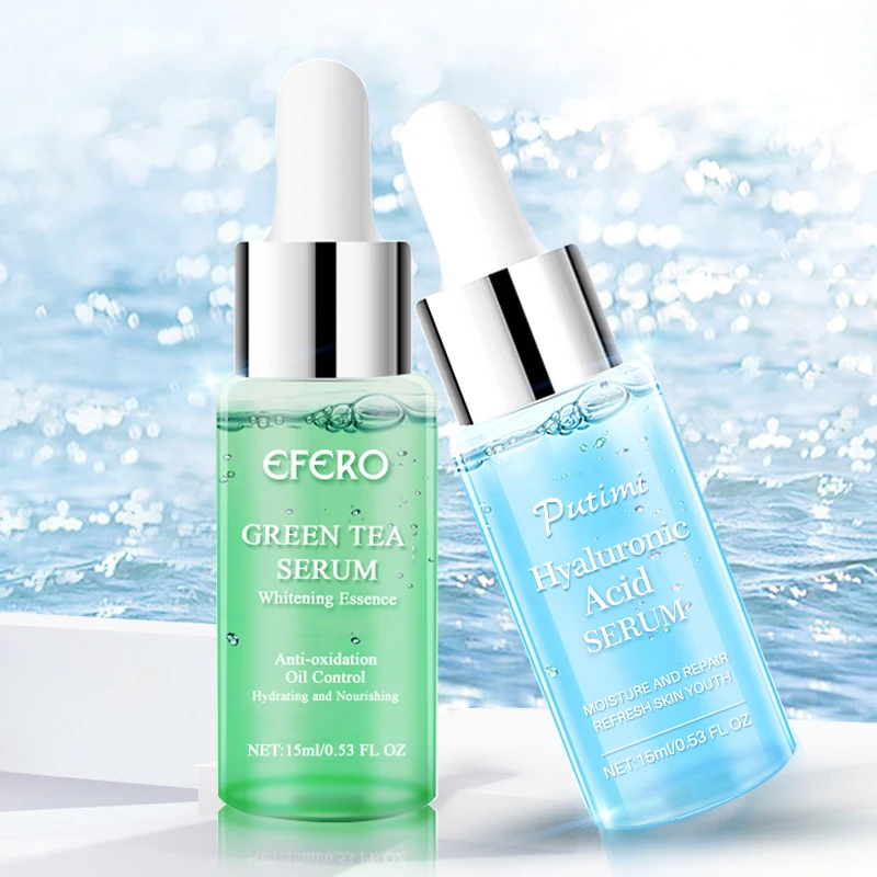 

EFERO Hyaluronic Acid Serum for Face Cream Shrink Pore Green Tea Whitening Essence Oil Control Moisturizing Skin Repair Acne