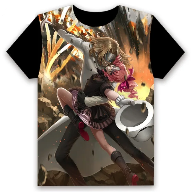 Hot Anime T-shirt:Kekkai Sensen Leonardo Watch Chain Sumeragi Cosplay Short Sleeve Unisex Casual Black Tee Summer Funny Shirt - Цвет: 2