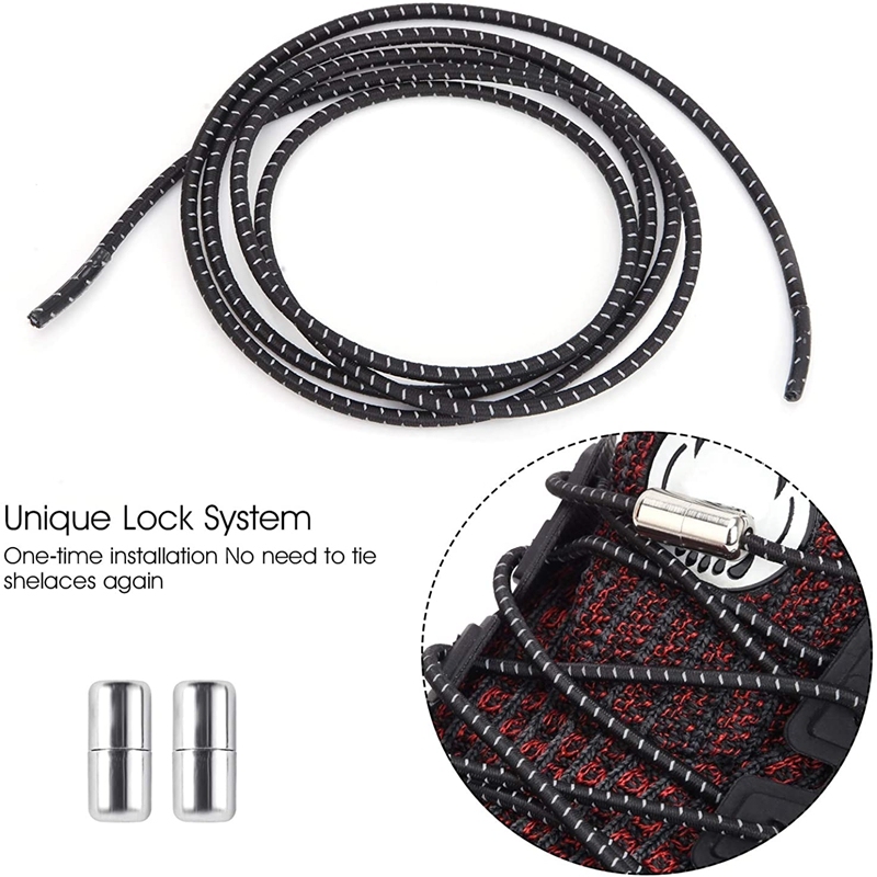 No Tie Shoe laces Elastic Laces Sneakers Boots Round Reflective Shoelaces without ties Kids Adult Quick Shoe lace Rubber Bands