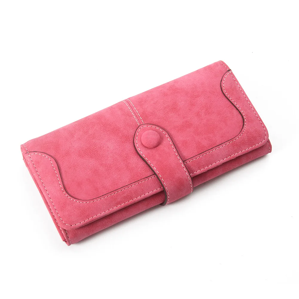 Rose Red 1 Милый женский длинный Матовый кожаный кошелек, Женский держатель для карт, Дамский кошелек для монет, тонкий кошелек для телефона, женские кошельки и кошельки, клатч - Цвет: Rose Red 1