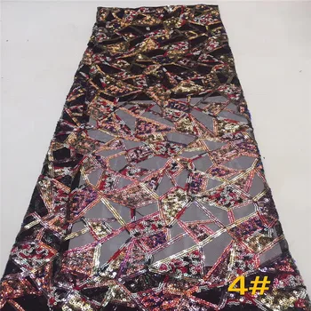 

2019 new african sequence lace for wedding dresses Nigerian African tulle lace fabric with multicolor sequins