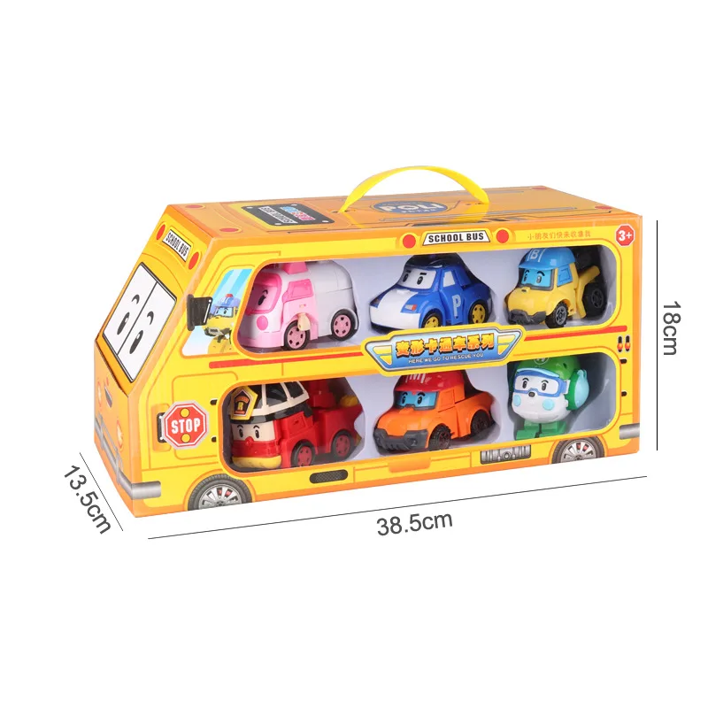 ROBOCAR POLI, фигурки животных, детские игрушки, мини Q версия Poli, Полицейская машина, робот, 6 комплектов, детские игрушки, детский подарок - Цвет: A