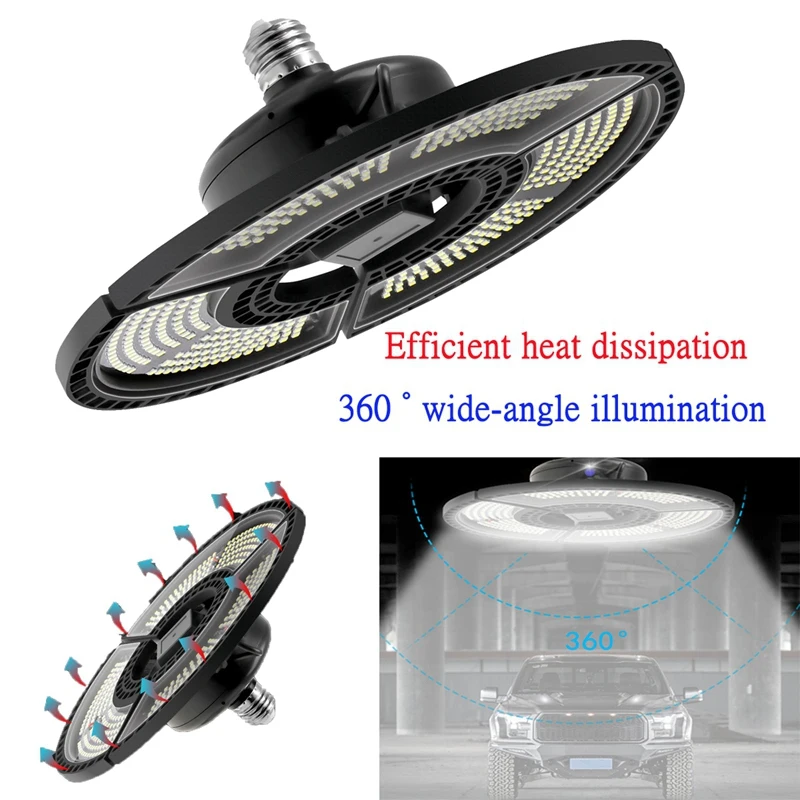 

LED Garage Light AC100-277V E27 100W Garage Lamp Deformable Industrial Lighting Workshop Light-White Light