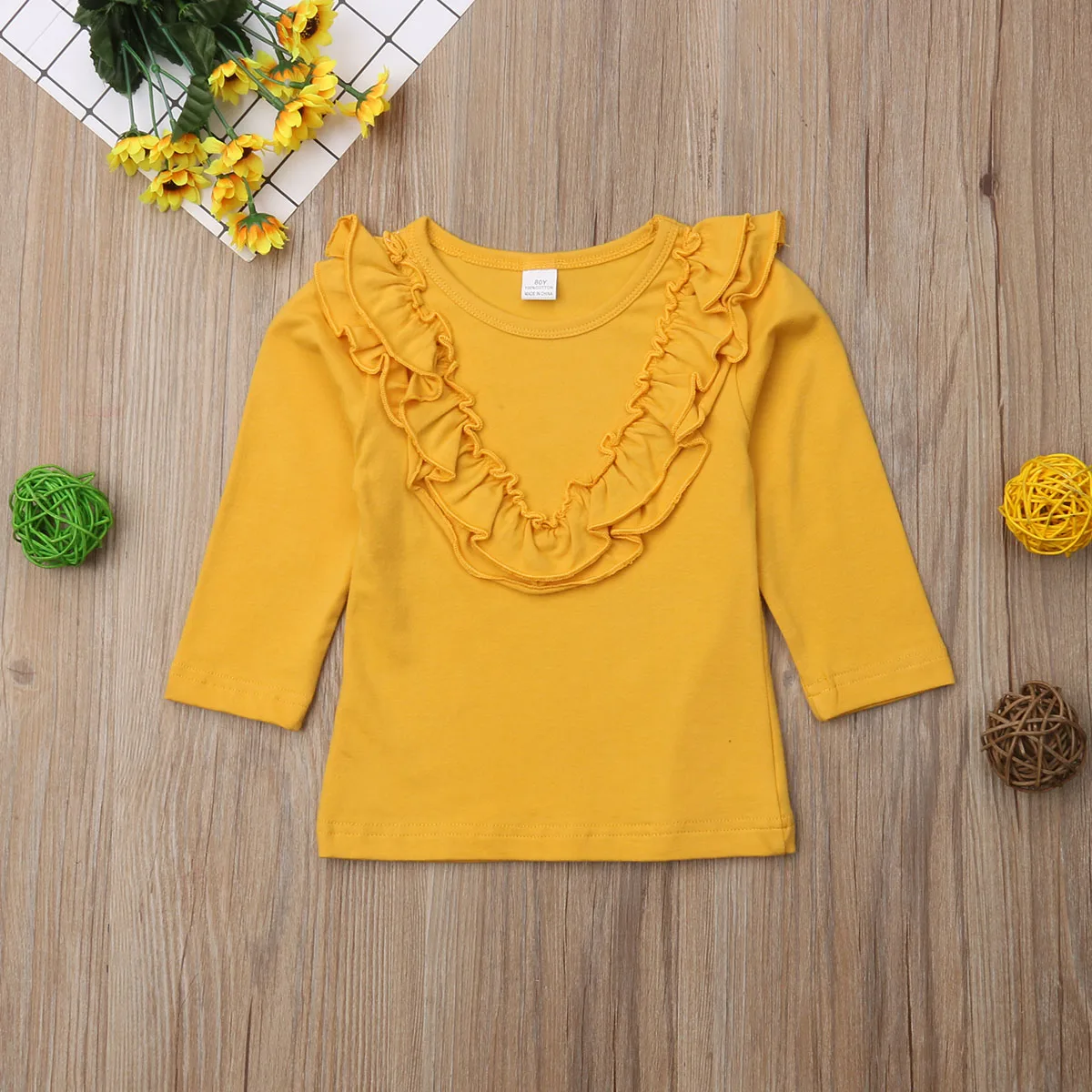 Детская Хлопковая футболка с длинными рукавами Pudcoco повседневная Однотонная