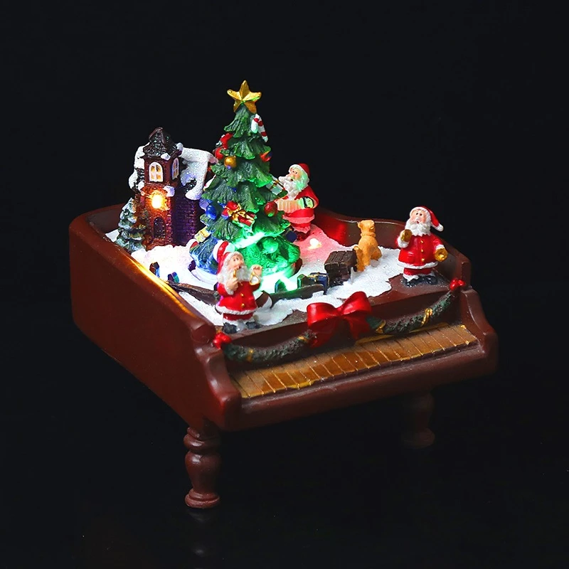 Christmas Mix 2022 2022 Christmas Village Home Decor Spinning Christmas Tree Led Music  Ornament Piano Santa Claus Resin House Villa Christmas Gift|Pendant & Drop  Ornaments| - Aliexpress