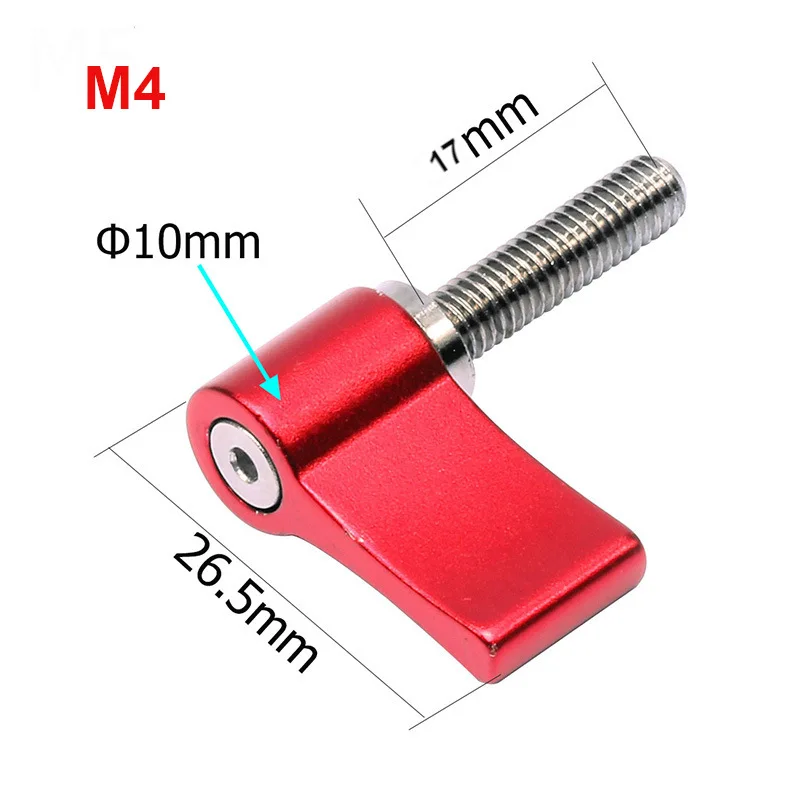 L Shape M4 17MM Red Adjustable Handle 17mm 20mm M4 M5 M6 Thread Screw Adapter L Shape/T shape Locking Screw Clamp Wrench Spanner Camera Accessories - Цвет: L Shape M4 17MM Red