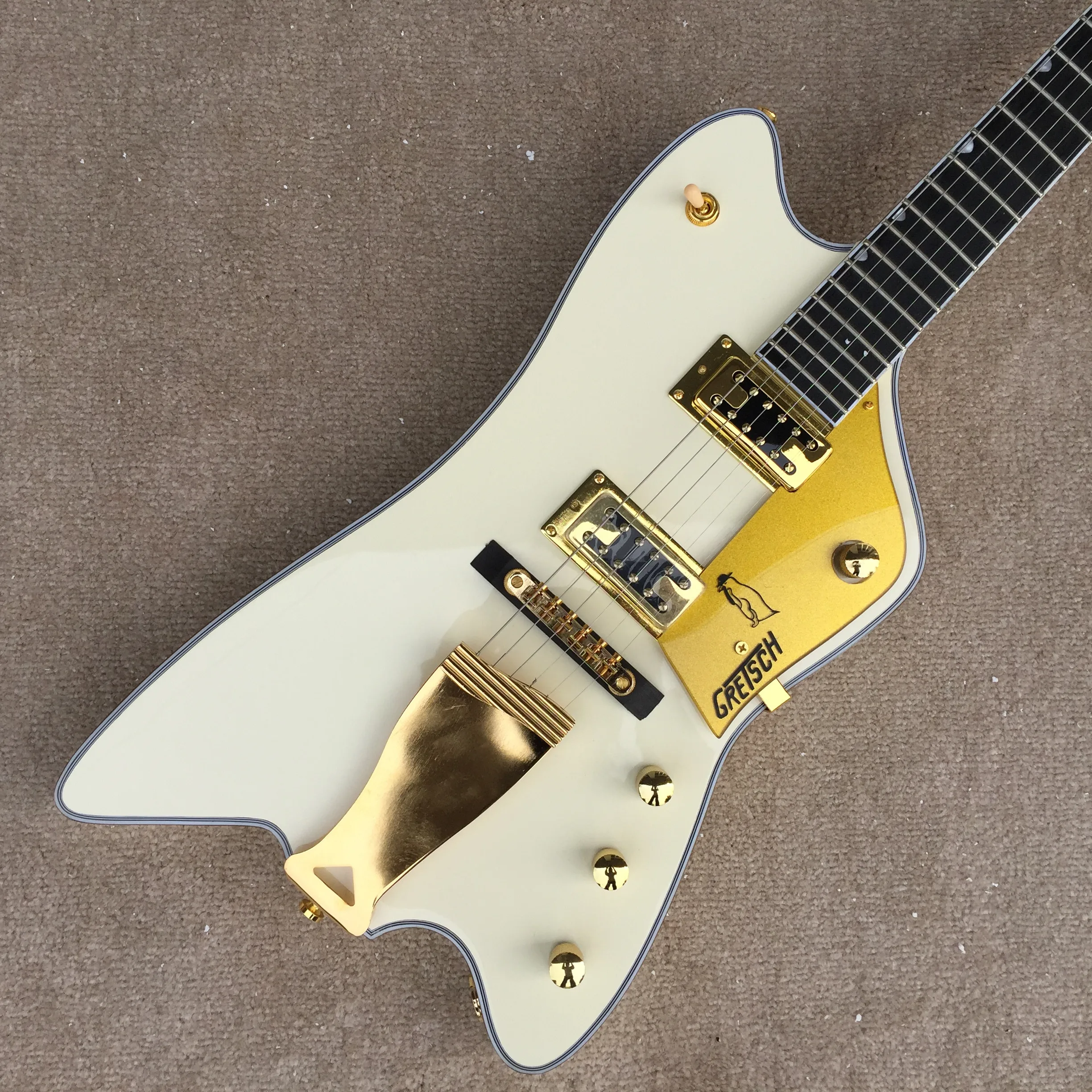 Custom Shop Новое поступление 6 струн Пингвин модель, электрогитара, гриф из черного дерева, Grets Billy Bo кремовый белый
