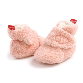 

Winter Newborn Baby Boy Girls Snow Boots Shoes Solid Cashmere Plush Patchwork Boots Fashion Soft Bottom Warm Crib Shoes