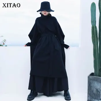 

XITAO Bandage Women Dress Elegant Goddess Fan Pleated Knitted Small Fresh Casual Style 2020 Autumn Minority Loose Dress ZY1601