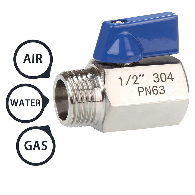 Ball Valve 1/2 inch 304 Stainless Steel Mini Ball Valve Female and Male NPT Great for Shower Head Flow Control