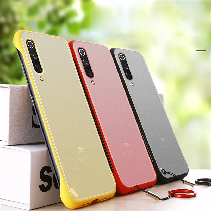 

Cases for Xiaomi Mi 8 9T 9SE CC9 Rimless Matte Ring Clear Back Case Cover for Xiaomi Redmi K20 7A K20 Pro Black Blue Red Yellow