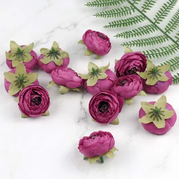 

Lulang 5cm Purple Red 15Pcs Artificial Flowers Camellia Heads for Bride Hair Clip Xmas Brooch Crafts Wedding Decorations