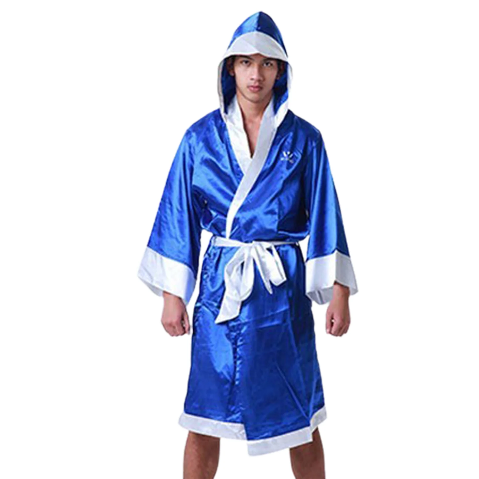 Men Long Sleeve Waist Belt Competition Training Muay Thai Boxing Robe Uniform Boxing Jersey