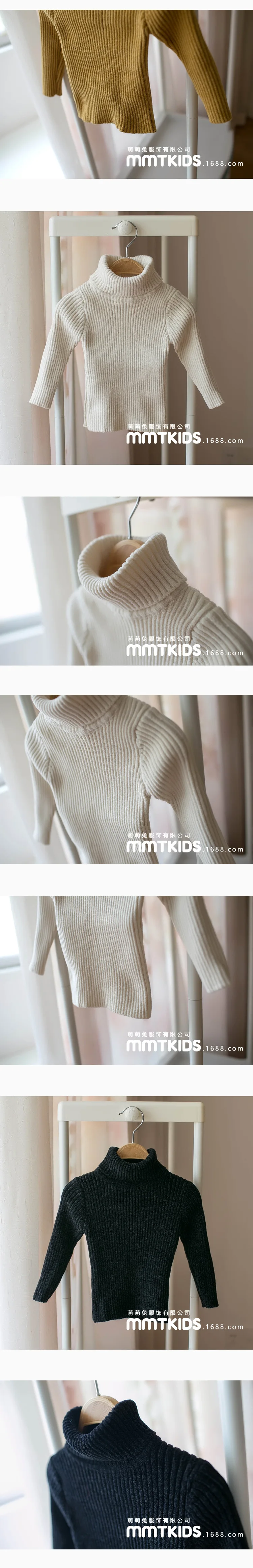 Mmtkids/детская одежда в Корейском стиле; сезон осень-зима; Детский свитер для девочек; эластичный свитер с высоким воротником для маленьких детей; H374