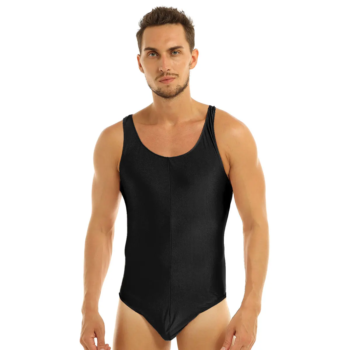 Black Мужское цельное нижнее белье SISSY Homme, без рукавов, с овальным вырезом, с гладкой выпуклой сумкой, трико, боди, мужское сексуальное нижнее белье, клубная одежда - Цвет: Black