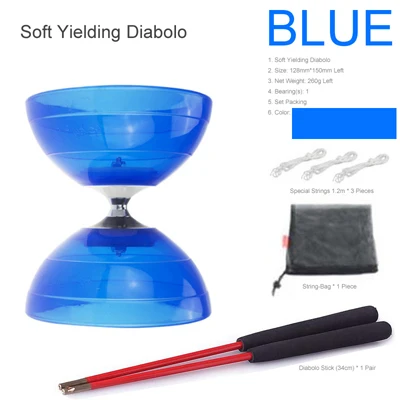 Синий Мягкий Подарочный Diabolo 1 подшипник Kongzhu игрушки профессиональный набор Diabolo упаковка для начинающих играть - Цвет: Синий