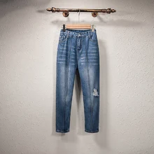 Новые женские джинсы, модные женские джинсы с высокой талией, женские джинсы для мамы, Pantalones Mujer, большие размеры 5XL WJ112