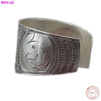 

Thai silver Handmade Silver Bracelet s925 sterling silver wide cute elephant women Bracelet 925 pure silver high-end jewelry