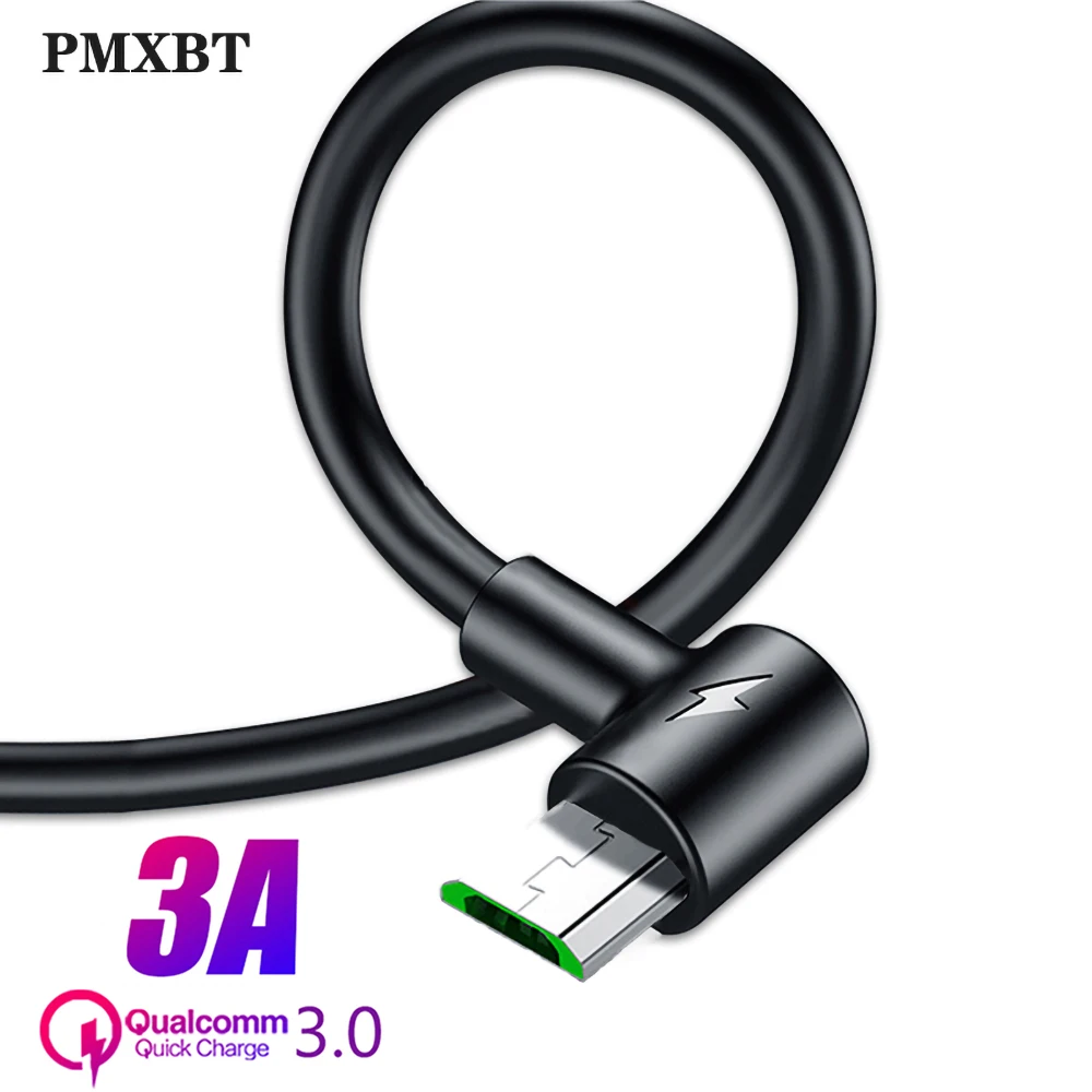 1 m/2 m 3A USB Micro USB кабель 90 градусов провод для быстрого заряда для samsung Xiaomi huawei данных Android кабель 3,0 зарядное устройство Microusb шнур