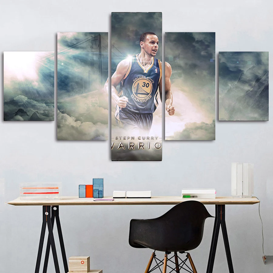 Стивен Карри плакат Модульная картина холст декоративная живопись HD Печать Баскетбол Детская комната 5 шт. Холст Искусство поп Настенный декор