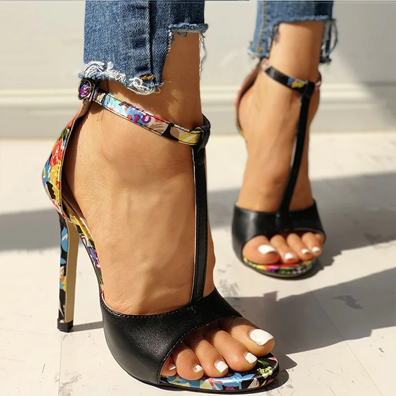 Женские босоножки Босоножки на высоком каблуке с Т-образным ремешком Chaussures Femme
