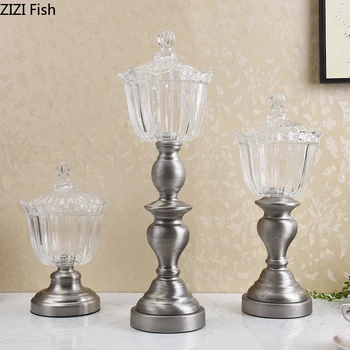 

Nordic Crystal Storage Box Glass Sugar Bowl with Lids Candy Tray Jars Container Ornaments Jewelry Storage Organizer Home Decor
