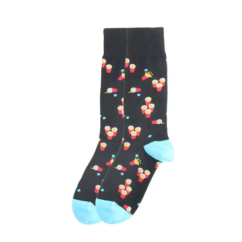 Смешные мужские носки для улицы, классные носки в стиле хип-хоп с изображением космонавта и пива, унисекс, Harajuku, скейтборд, Happy Calcetines Hombre Divertido - Цвет: 24