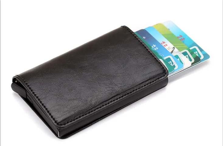 All Black01 RFID Противоугонный автоматический кошелек, кредитный держатель для карт из искусственной кожи, модный кошелек для карт, Чехол для карт, мужской и женский кошелек - Цвет: All Black01