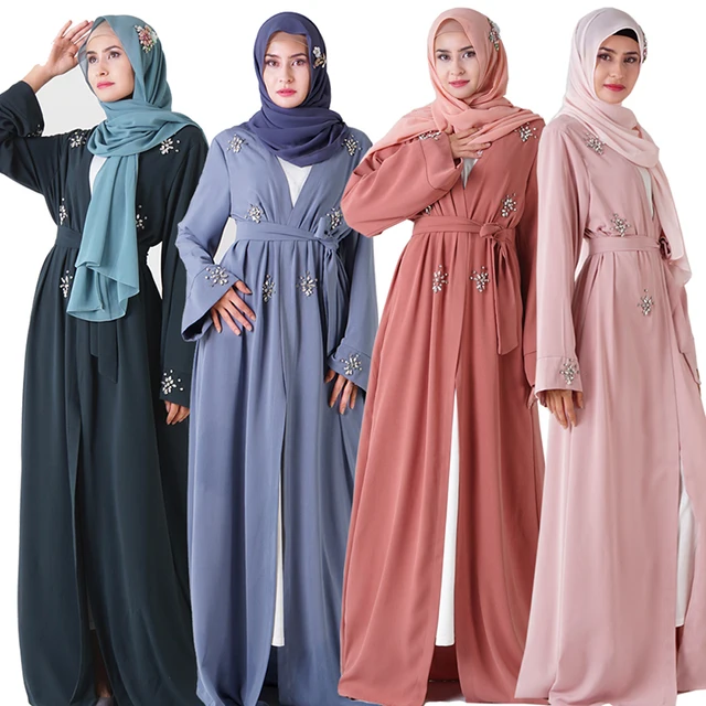 Diamonds Muslim Open Abaya Kimono Robe Dubai Hijab Dress Kaftan Turkey Abayas For Women Caftan Oman Islamic Prayer Clothes Ropa 1