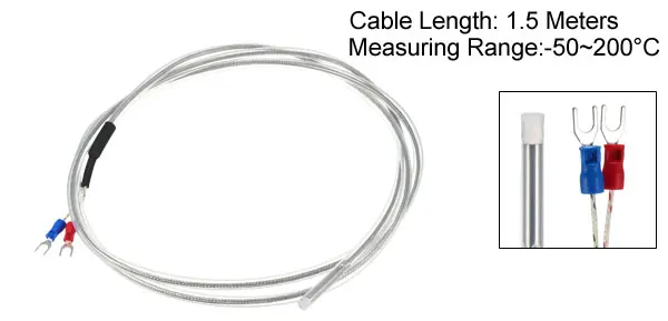 uxcell Temperature Sensor K Type Anti-corrosion Thermocouple 4x30mm Probe 1/1.5/2M Cable in Temp Rang of-58~392°F - Цвет: K Type - 1.5M