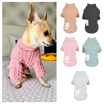 

Solid Dog Sweater Knitted Crochet Clothes For Small Dogs Winter Outfit Coat Clothing For Chihuahua Dachshunds Hundepullover 10A