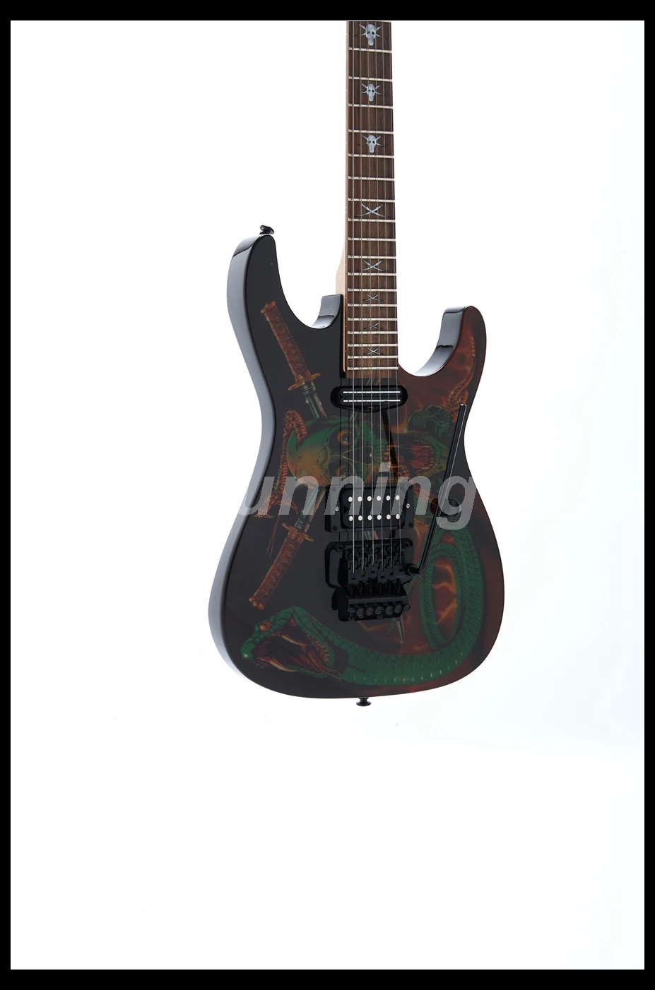 Электрогитара Skull& Snake Top липа тела Floyd Rose Bridge Pull/Push Swtich