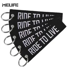 Embroidery Keychain Live to Ride Fashion Black Car Keychain for Cars and Motorcycles Key Fobs Jewelry