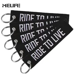 Embroidery Keychain Live to Ride Fashion Black Car Keychain for Cars and Motorcycles Key Fobs Jewelry